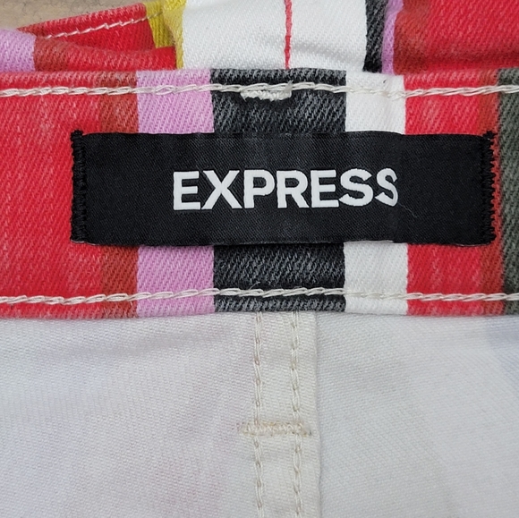 Express Shortie Extra High Rise Short Fun Colorful Horizontal Stripes - … - Picture 3 of 8